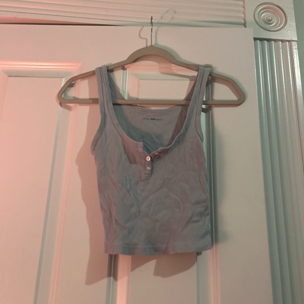 Brandy Melville Light Blue Buttoned Tank Top